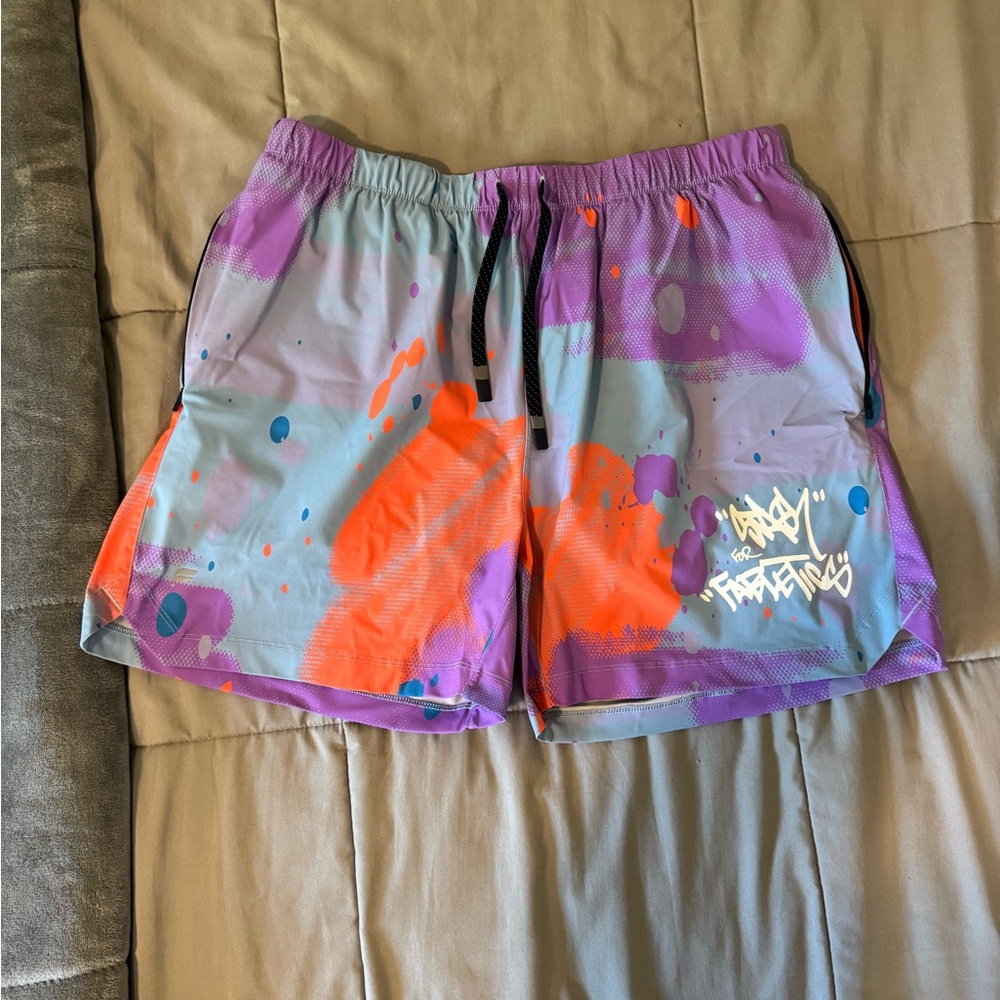 Fabletics Purple and Orange Athletic Shorts